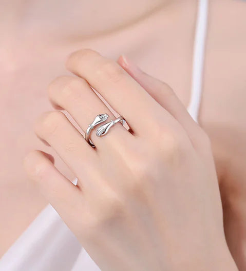 Embrace - Hug - Hands Adjustable Ring